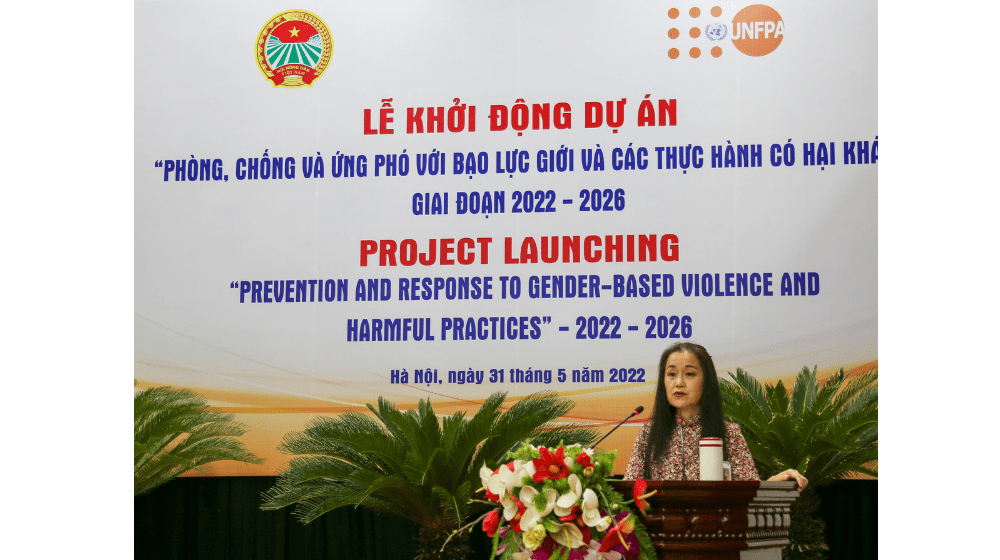 Bà Naomi Kitahara, Trưởng đại diện UNFPA tại Việt Nam, tại Lễ Khởi động dự án