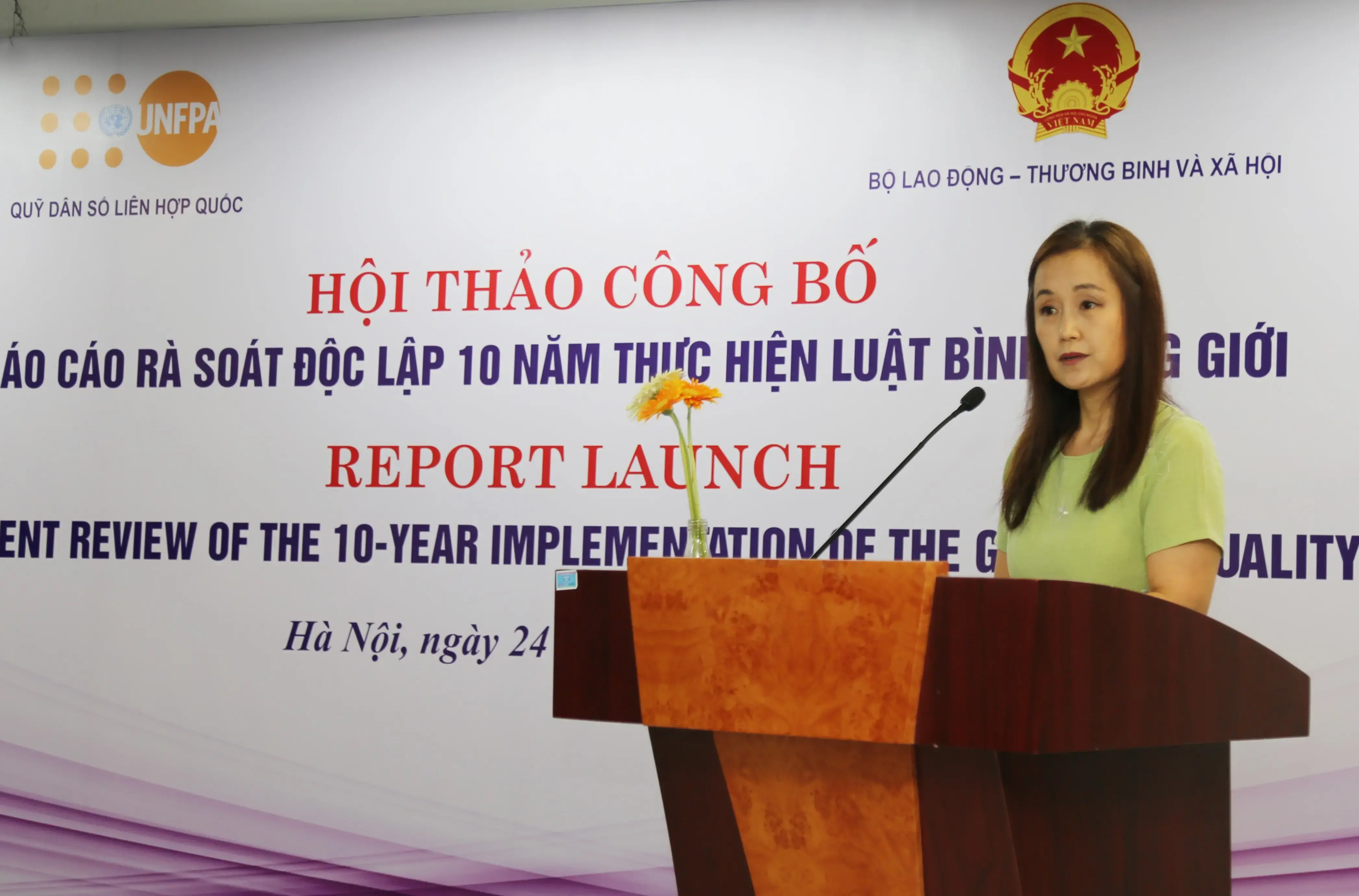 Bài phát biểu của Bà Naomi Kitahara, Trưởng đại diện UNFPA tại Hội thảo công bố báo cáo độc lập 10 năm thực hiện luật bình đẳng giới.