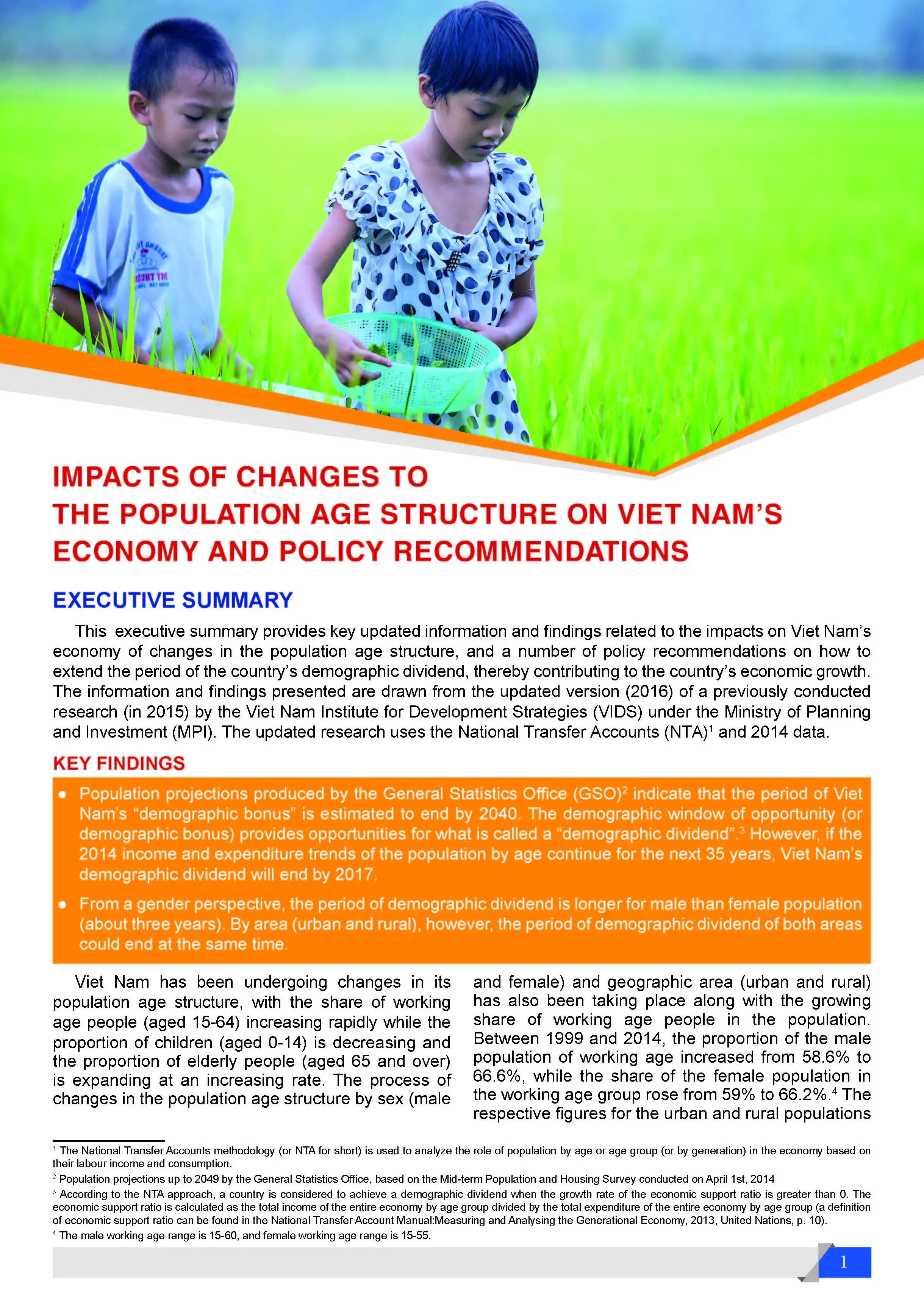 Impact of changes to population age structure on Viet Nam's economy and policy recommendations