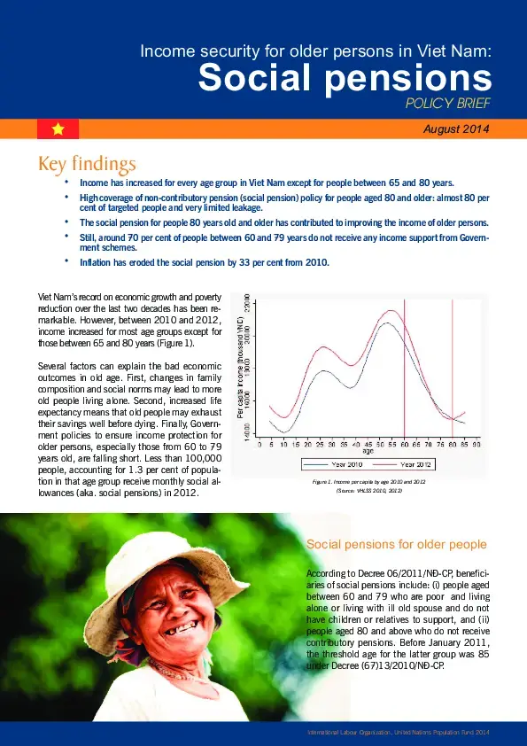 Income security for older persons in Viet Nam: Social Pensions