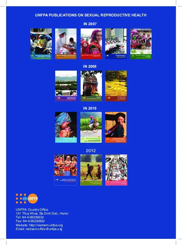 Compendium of Research on Reproductive Health in Viet Nam for the Period 2006-2010